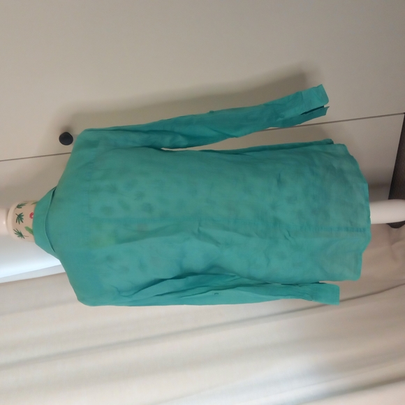 Sportscraft long sleeve shirt, teal coloured, roll up sleeve option (10) - Picture 3 of 5